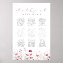Roze Wildflower Baby in Bloom Zitplaatskaart Poste Poster