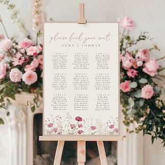 Roze Wildflower Baby in Bloom Zitplaatskaart Poste Poster