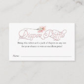 Roze wildflower Baby Meisje Luier loterij ticket Informatiekaartje (Voorkant)