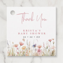 Roze Wildflower Baby shower Dank u Bedankjes Labels