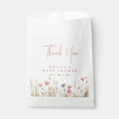 Roze Wildflower Baby shower Dank u Bedankzakje (Voorkant)