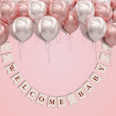 Roze Wildflower Baby shower Welkom Bunting Flag Vlaggetjes
