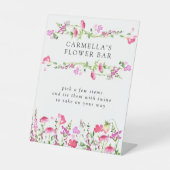 Roze Wildflower Bewerkbare Bloemenbalk Tafelblad Reclamebord Met Voetstuk (Voorkant)