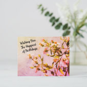 Roze Wildflower Birthday Briefkaart (Staand voorkant)