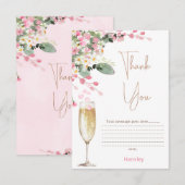 Roze Wildflower Bloemblad Bruiloft Feest Bedankkaa Bedankkaart (Voorkant / Achterkant)