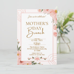 Roze Wildflower Bloemen Moederdag Brunch Kaart