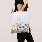 Roze Wildflower Bloemmonogram Tote Bag (Dichtbij)