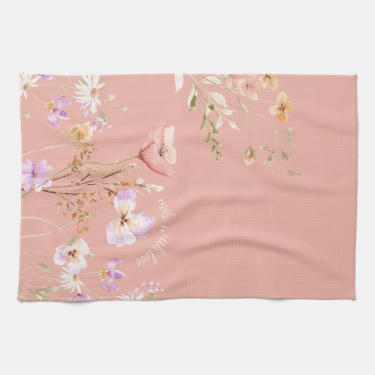 Roze Wildflower Boerderij Schort Groot Theedoek (Horizontaal)