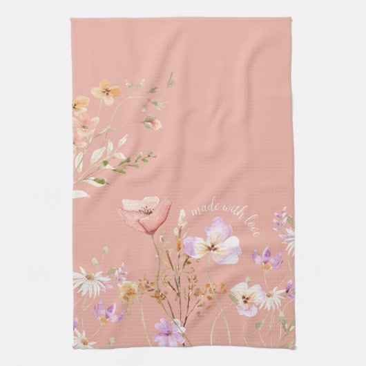 Roze Wildflower Boerderij Schort Groot Theedoek (Verticaal)