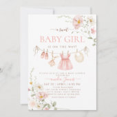 Roze Wildflower Boho babykleding Baby shower Kaart (Voorkant)