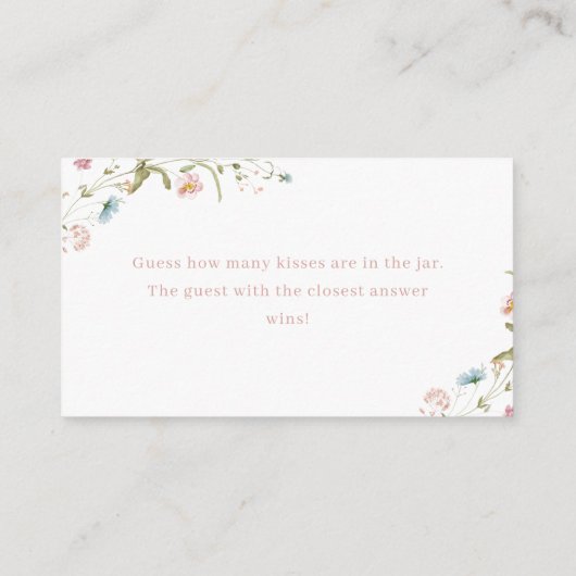 Roze Wildflower boho schat hoeveel kissenspel Informatiekaartje (Achterkant)