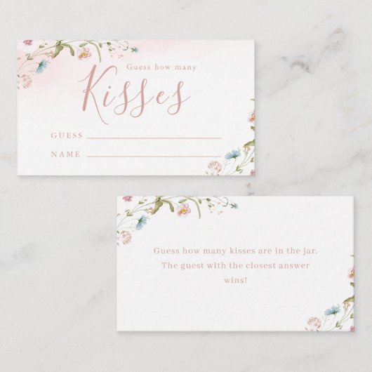 Roze Wildflower boho schat hoeveel kissenspel Informatiekaartje (Voorkant / Achterkant)