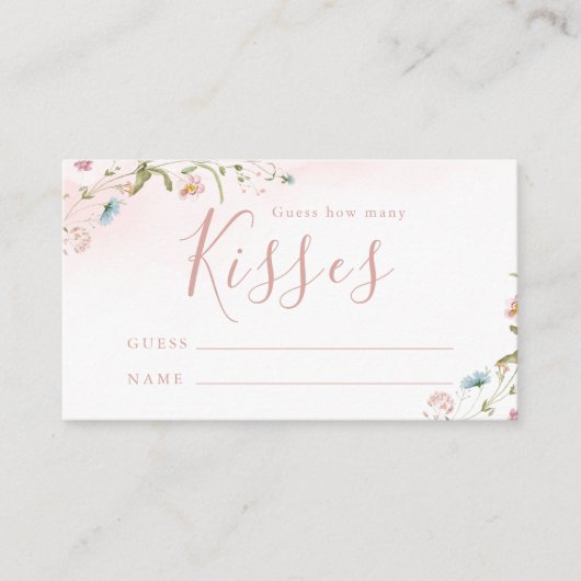 Roze Wildflower boho schat hoeveel kissenspel Informatiekaartje (Voorkant)