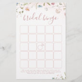 Roze Wildflower Boho vrijgezellenfeest bingo (Voorkant)