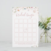 Roze Wildflower Boho vrijgezellenfeest bingo (Staand voorkant)