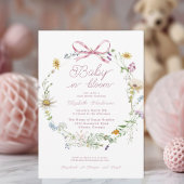 Roze Wildflower Bow Baby in Bloom Baby shower Kaart