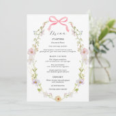 Roze Wildflower Bow Baby shower Menu (Staand voorkant)