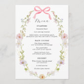 Roze Wildflower Bow Baby shower Menu (Voorkant)