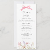 Roze Wildflower Bow Baby shower Menu Kaart (Voorkant)