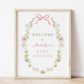 Roze Wildflower Bow Baby shower Welkomstbord Poster