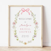 Roze Wildflower Bow Vrijgezellenfeest Welkomstbord Poster