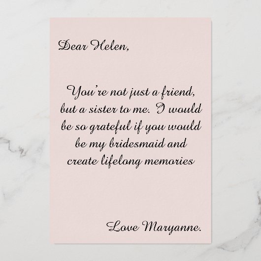 Roze Wildflower Bruidsmeisje Folie Uitnodiging (Achterkant)