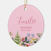 Roze Wildflower Bruidsmeisje Keramisch Ornament (Links)