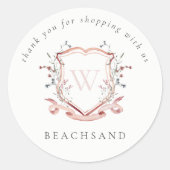Roze Wildflower Crest Hartelijk dank voor winkelen Ronde Sticker (Voorkant)
