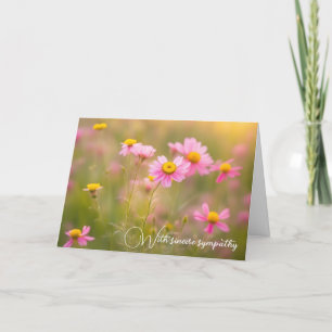 Roze Wildflower Daisies Sympathie Kaart