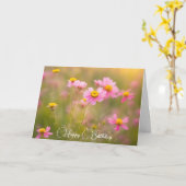 Roze Wildflower Daisies Verjaardag Kaart (Gele Bloem)