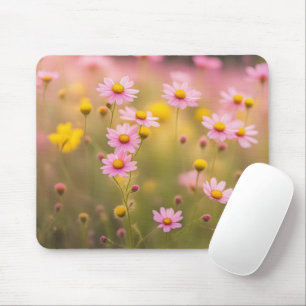 Roze Wildflower Daisy Field Muismat