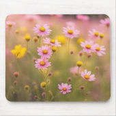 Roze Wildflower Daisy Field Muismat (Voorkant)
