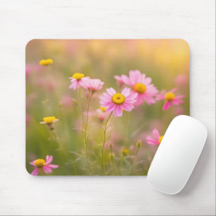 Roze Wildflower Daisy Field Muismat