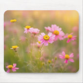 Roze Wildflower Daisy Field Muismat (Voorkant)