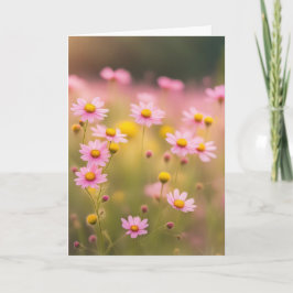 Roze Wildflower Daisy Field voor Sympathie Kaart