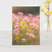 Roze Wildflower Daisy Field voor Sympathie Kaart (Gele Bloem)