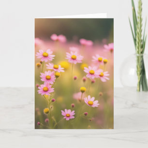 Roze Wildflower Daisy Field voor Sympathie Kaart