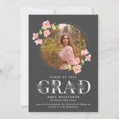 Roze Wildflower Digital High School Afstuderen Aankondiging (Voorkant)