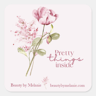 Roze Wildflower Dingen Binnen Vierkante Sticke Sticker