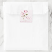 Roze Wildflower Dingen Binnen Vierkante Sticke Vierkante Sticker (Tas)