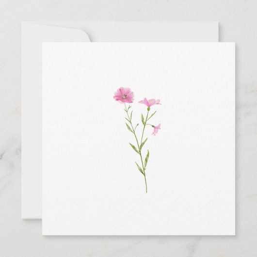 Roze Wildflower Doop Kaart Goud Lettertype (Achterkant)