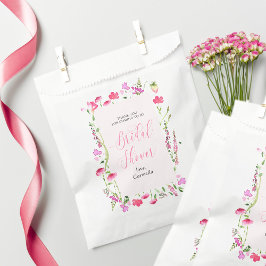 Roze Wildflower Elegant Script Vrijgezellenfeest Bedankzakje