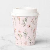Roze Wildflower en Sage Groen Groen Groen Feest Papieren Bekers (Achterkant)