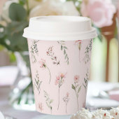 Roze Wildflower en Sage Groen Groen Groen Feest Papieren Bekers