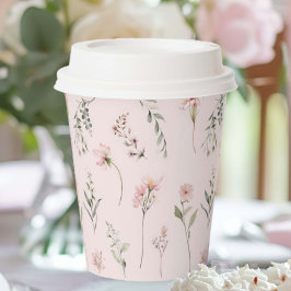 Roze Wildflower en Sage Groen Groen Groen Feest Papieren Bekers