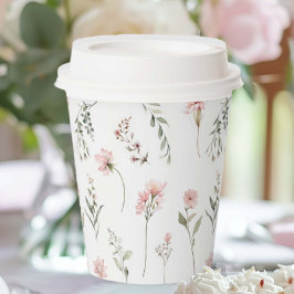 Roze Wildflower en Sage Groen Groen Groen Feest Papieren Bekers