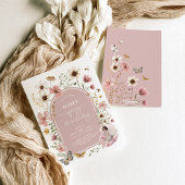 Roze Wildflower Fairy Eerste Verjaardag Tuin Feest Kaart