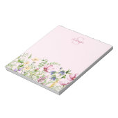 Roze Wildflower Floral gepersonaliseerd Notitieblo Notitieblok (Linkerzijde)