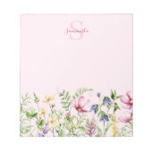 Roze Wildflower Floral gepersonaliseerd Notitieblo Notitieblok (Voorkant)