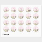 Roze Wildflower Floral gepersonaliseerd Ronde Sticker (Vel)